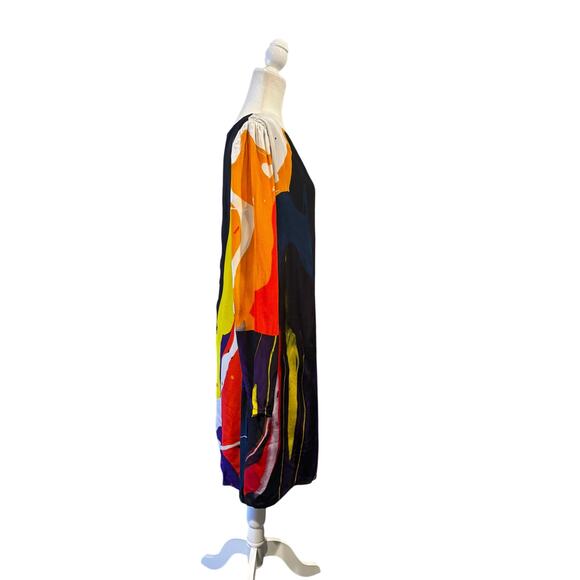 Tyler McGillivary Abstract Brushstroke Tunic Dress Bold Multicolor Viscose Sz M - Picture 5 of 8